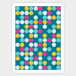 Colorful Circles Pattern Ocean Blue Turquoise Mustard Yellow Fuchsia Pink Grey Sticker